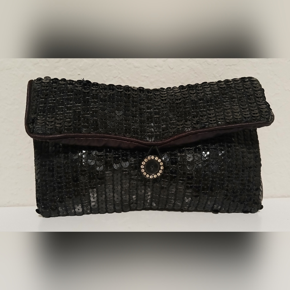 Norell Vintage Black Sequin Clutch